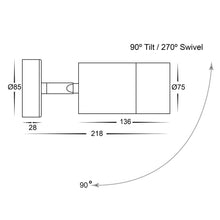 Load image into Gallery viewer, Havit HV1208T - Maxi Tivah 316 Stainless Steel TRI Colour Single Adjustable Wall Pillar Lights