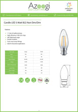 Load image into Gallery viewer, AZOOGI Filament Candle Light B22 3W Dimmable/Non Dimmable 2700K