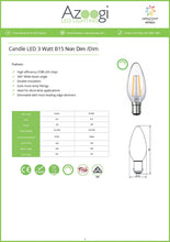 Load image into Gallery viewer, AZOOGI Filament Candle Light B15 3W Non Dimmable/Dimmable