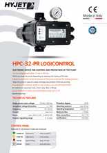 Load image into Gallery viewer, Hyjet Electronic Pressure Controller 240V Single Phase Cable 1.5 Meter