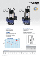 Load image into Gallery viewer, Hyjet Cast Iron Vortex Submersible Pump For Grey Waste Water HV450-1/HV750-1