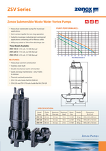 Load image into Gallery viewer, Zenox Manual Submersible Waste Water Vortex Pump 415V Threee Phase