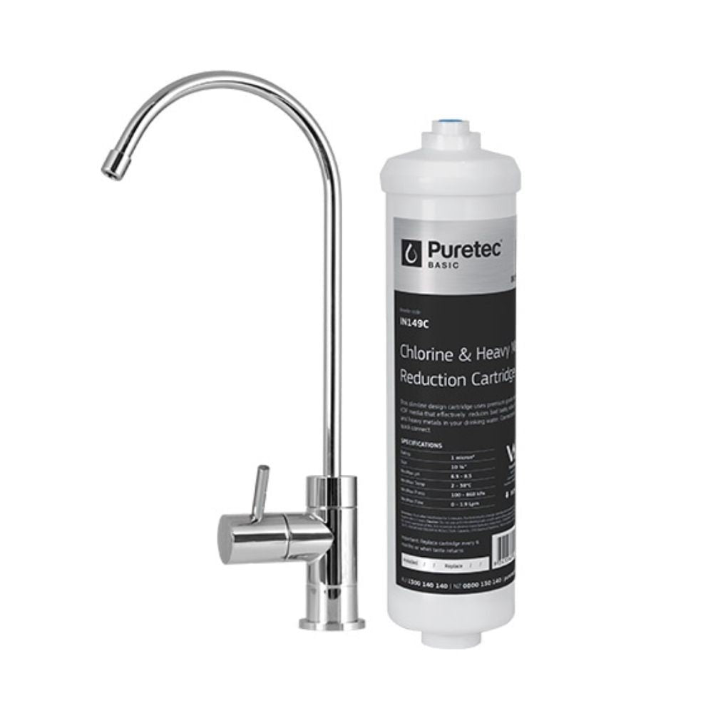 Puretec Inline Undersink Water Filter System With OT250 Faucet, In149C Cartridge