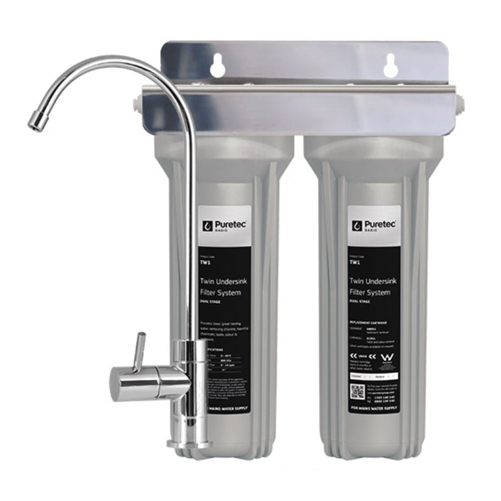 Puretec Tw1-PL Twin Undersink Water Filter System With Faucet, Ec951 & Mb05